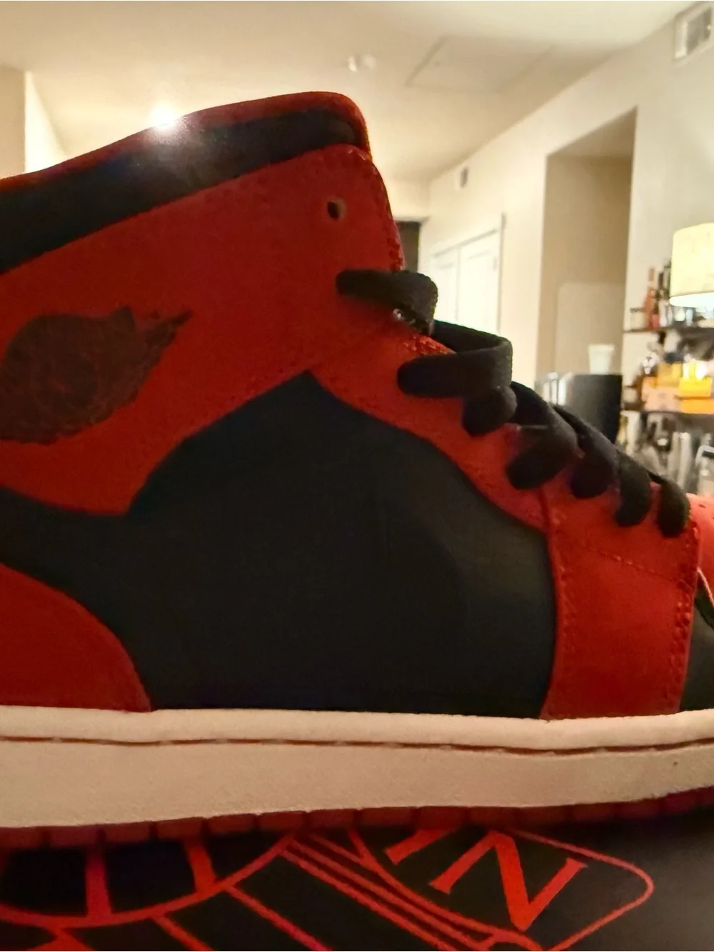 Jordan Red and Black High-Top Sneakers